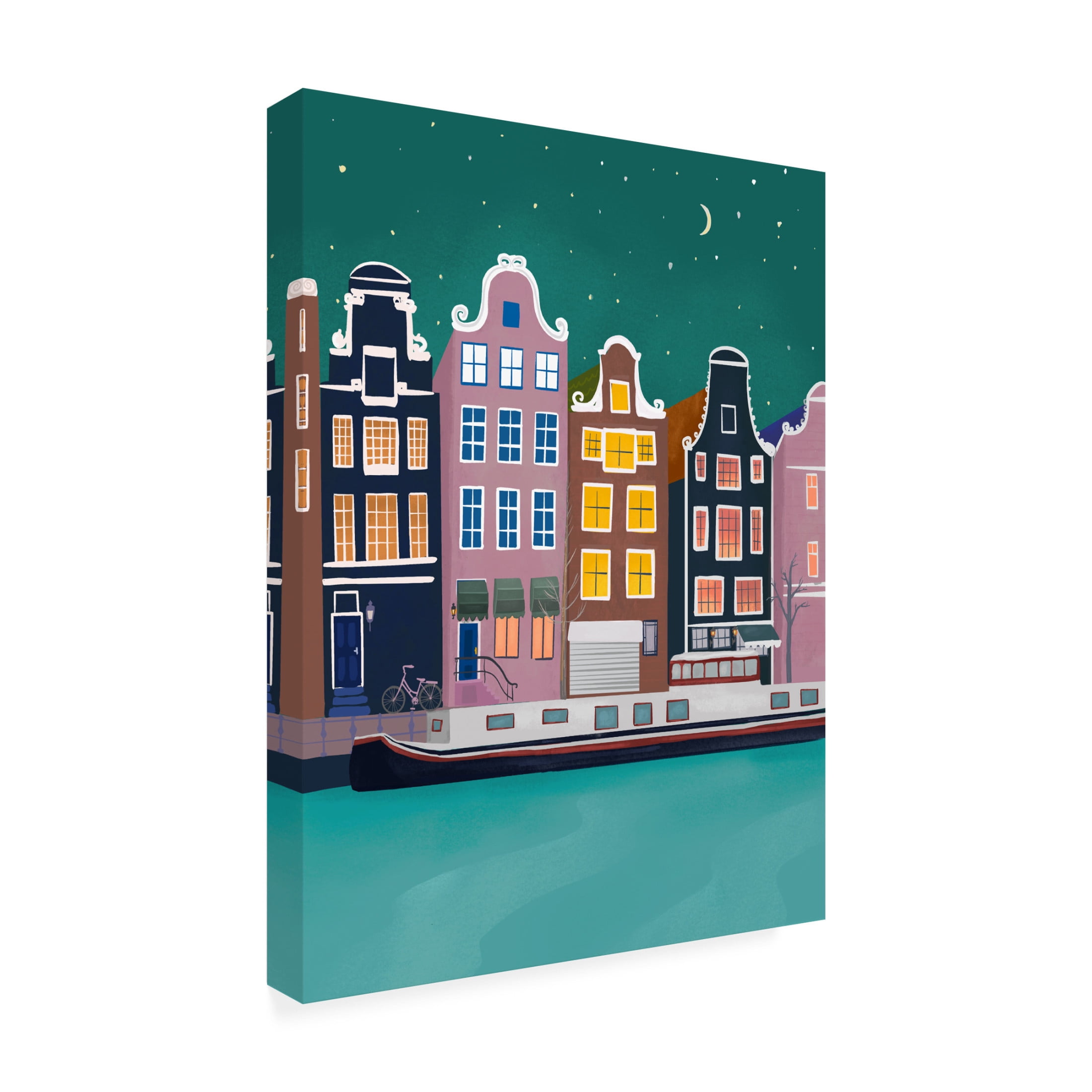 Trademark Fine Art Petra Lizde  Amsterdam by night Canvas Wall Art