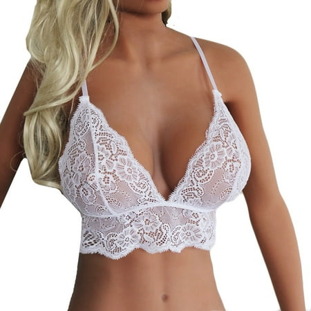 

Yotyukeb Lingerie For Women New Fashion Women Sexy Lace Plus Size Bra Lingerie Wire Free White Underwear (White)