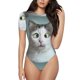 thumbnail image 1 of Balery Funny Cat Body de cuello redondo de manga corta para mujer Tops de manga corta Tops básicos-XX-Large, 1 of 7