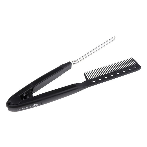 Cepillo de pelo plegable compacto antiestático para salón, peines para peinar, como se describe Negro
