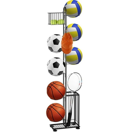 Freestanding Basketball Football Holder Garage Ball Storage Sport Organizer Rack Freestanding Basketball Football Holder Garage Ball Storage Sport Organizer Rack