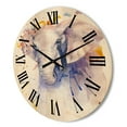 thumbnail image 3 of Designart 'Portrait of An Elephant Yellow and Blue Strokes' Farmhouse Wood Wall Clock, 3 of 5