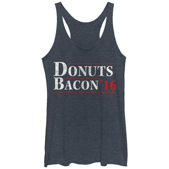Women's Lost Gods Donuts and Bacon 2016  Racerback Tank Top Navy Blue Heather Medium
