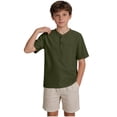 thumbnail image 4 of LYEAA Linen Shirts for Boys Summer Short Sleeve Crewneck Tees Solid Pullover Tops Casual Holiday Clothes, 4 of 8