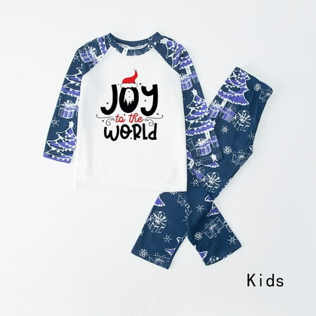 

LINMOUA Children Kids Boys GirlsChristmas Joy-World Prints Family Matching Long Sleeve Tops+Pants Set