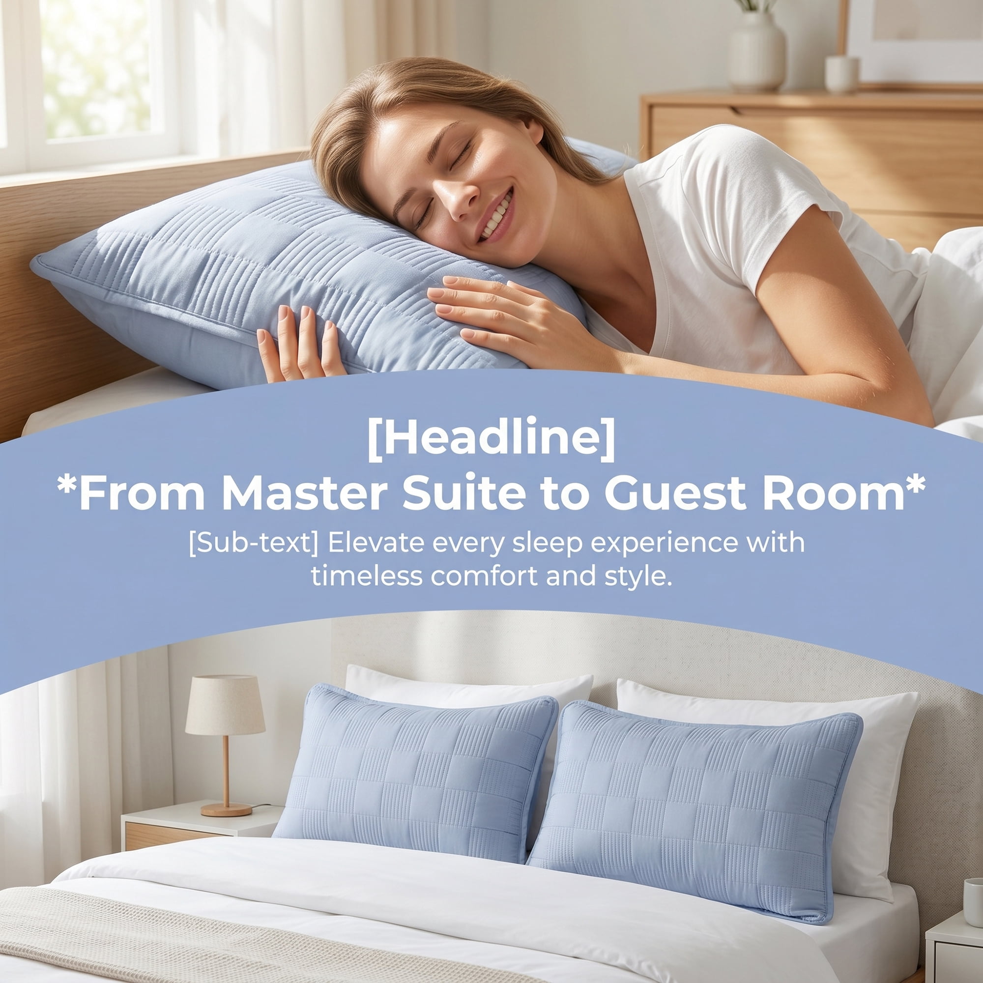 Unique Bargains Comfortable Pillow Protector, 2-pack, Polyester Quilted for Home Sky Blue