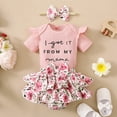 thumbnail image 3 of 3PCS Newborn Toddler Baby Girls Letters Bodysuit Tops + Floral Tutu Short Pants Outfits 0-18M, 3 of 12