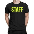 thumbnail image 2 of NYC Factory Men's Staff T-Shirt Front Back Print Tee Event Uniform Screen Printed Tshirt Black-Neon, XL, 2 of 6