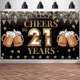 thumbnail image 1 of Cheers To 21 Years Birthday Banner Happy 21 Years Old Birthday Background 21 Years Old Birthday Party Sign Decorations Supplies Girls Boys, 1 of 4