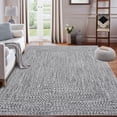 thumbnail image 1 of Washable Area Rug 5x7ft – Soft Non-Slip Low Pile Carpet with Braided Printed Design, Gray/Black – Stain-Resistant Rug for Living Room and Bedroom, 1 of 7
