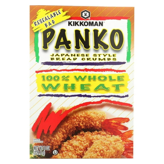 Kikkoman Japanese Style Whole OKA4 Wheat Panko Bread Crumbs 8 ounce Resealable Package