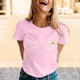 thumbnail image 2 of Womens Fashion Tees Tops Letter Daisy Flower Print Short Sleeve Summer Fall Winter Clothes, 2 of 5
