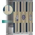 thumbnail image 4 of Polyester Fabric Nautical Shower Curtain, Navy Blue Brown Ocean Coastal Rudder Anchor, Waterproof Bathtub Curtain Bathroom Decor Set with Hooks 72 x 78 Inches,, 4 of 6