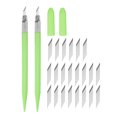 thumbnail image 1 of Unique Bargains 2 Pack Art Craft Carving Knife with 24 Pack Spare Metal Blade PVC Handle Green (2 Set), 1 of 6