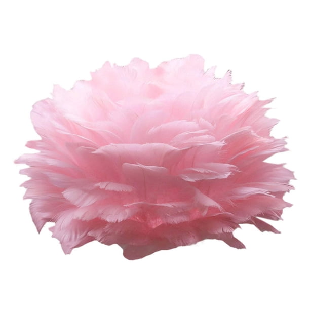 Pantalla de lámpara de plumas artificiales para lámpara de techo colgante con bombilla E27 Rosa claro