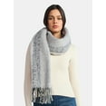 thumbnail image 3 of Time and Tru Women's Grey Black Multi Pattern Blanket Scarf, One Size, for Adults, 3 of 4