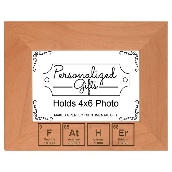 ThisWear Gift for Dad Science Periodic Table Elements Wood Laser 4x6 Landscape Picture Frame