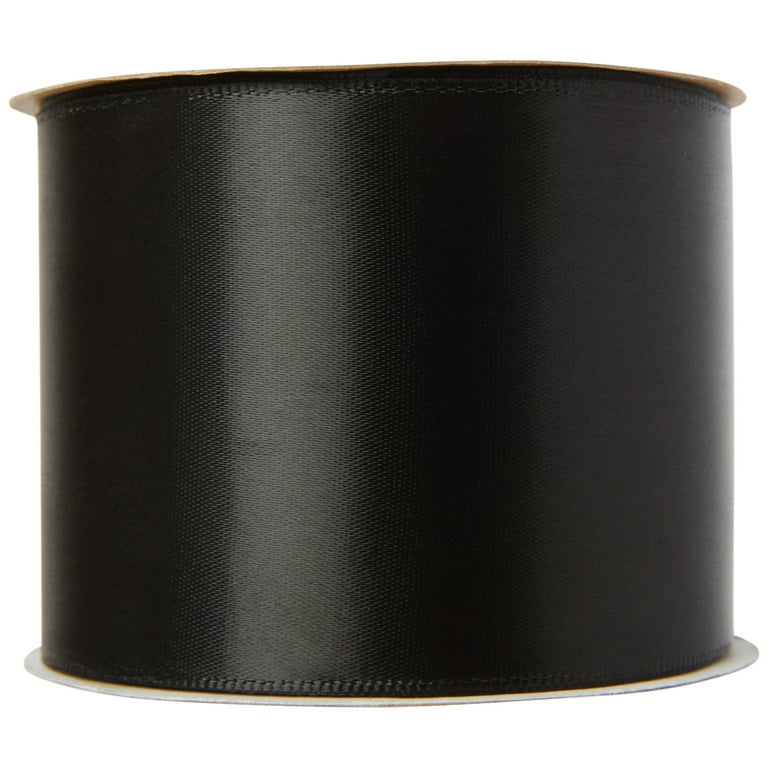 Offray Ribbon, Black 2 1/4 inch Single Face Satin Polyester