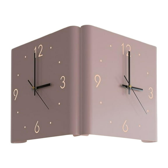 TISHITA Double Sided Corner Wall Clock Decorative Metal, 2 Mode Lighting, Easy Installation Hanging Clock Sensing Luminous for Office Light Pink