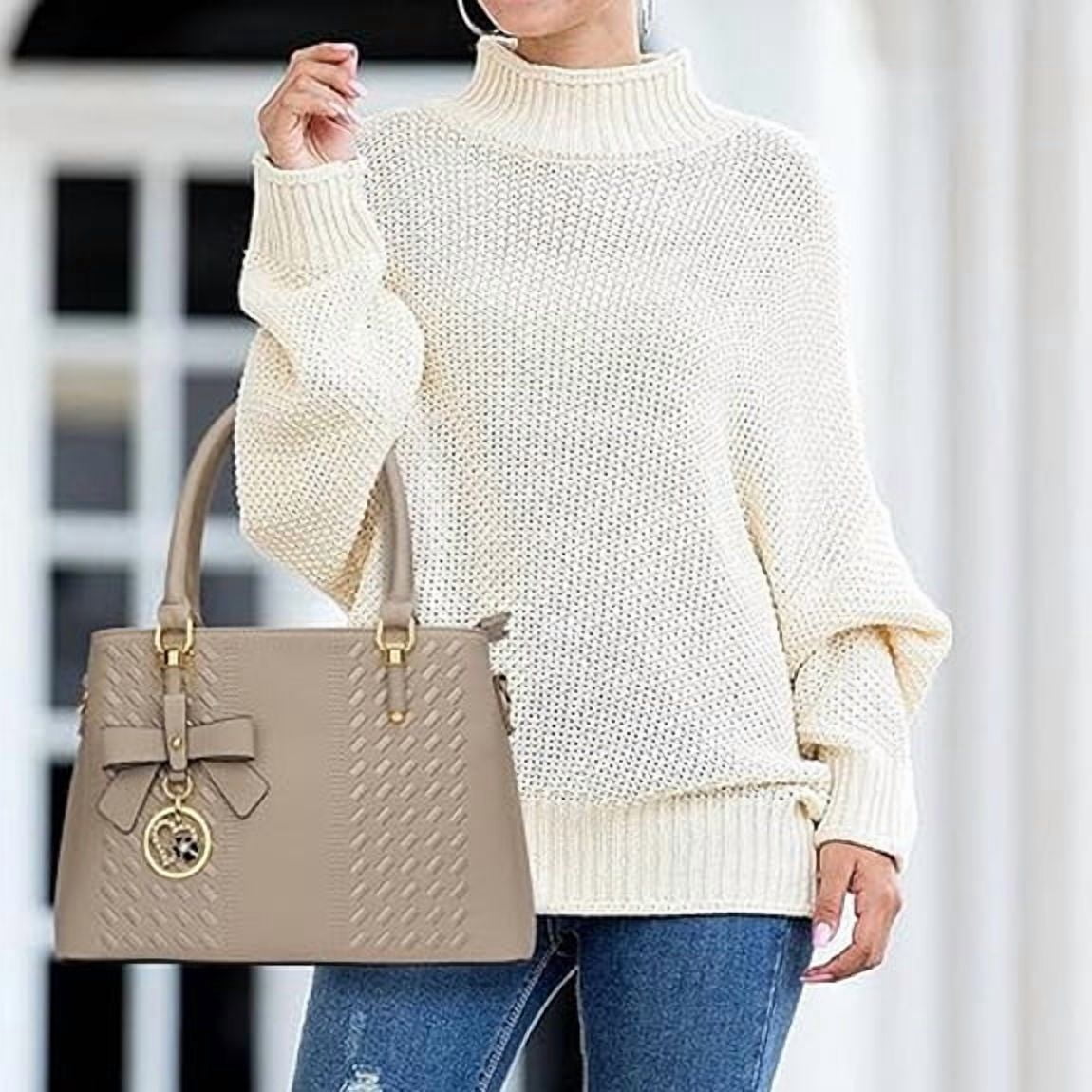 Purses and Handbags for Women Fashion PU Leather Satchel Shoulder Bags Solid Color Office Work Tote Crossbody Bag