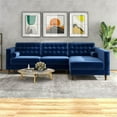 thumbnail image 2 of Owen Navy Blue Velvet Modern Living Room Corner Sectional Couch, 2 of 6