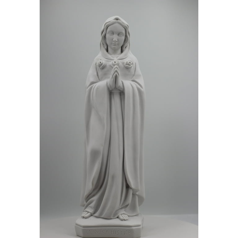 Mystic Rose Virgin Mary all White Statue / Maria Rosa Mistica Blanca