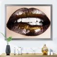 thumbnail image 3 of Designart 'Gold Black Lips Biting' Modern Framed Art Print, 3 of 4