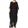 thumbnail image 2 of Sakkas Leonor Women's Boho Casual Long Maxi Caftan Dress Kaftan Cover-up LougeWear - 6-BlackWhite - One Size, 2 of 5