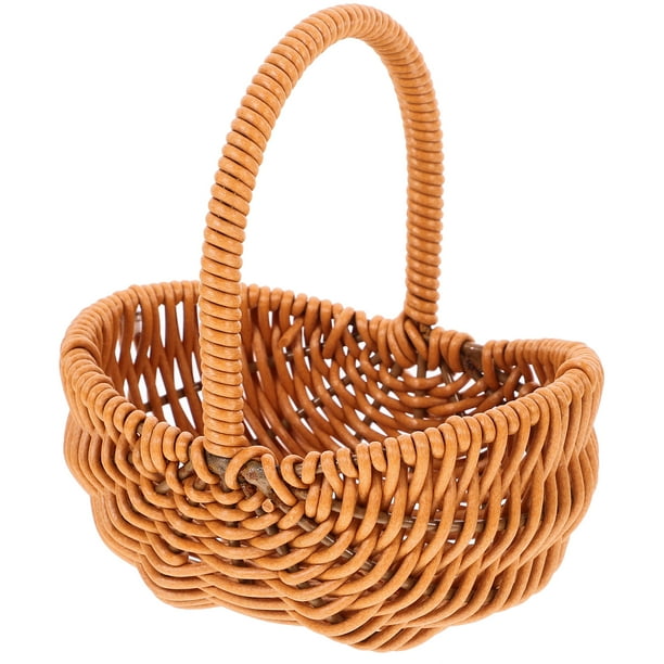 Cesta de almacenamiento tejida para arreglos florales Cesta de flores tejida Cesta pequeña con asa