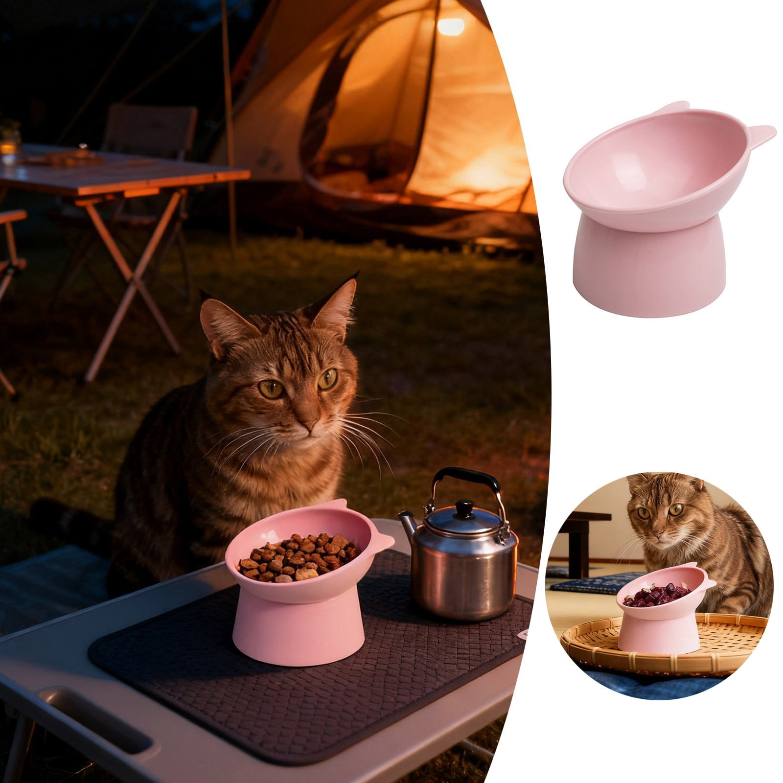Elevated Cat and Dog Food Bowl for Digestion Comfort with Vomit Design Non Base Removable Stainless Steel Inner Cup for Easy Cleaning and Freshness Indoor Outdoor Use