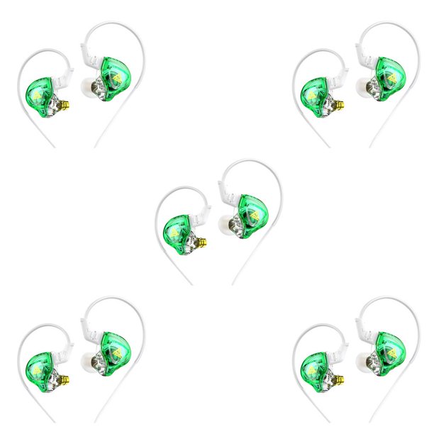 Cateissary Auricular con cable Auriculares profesionales de silicona Botón de control Cable de fibra Auricular HiFi dinámico Auricular Verde 5Conjunto