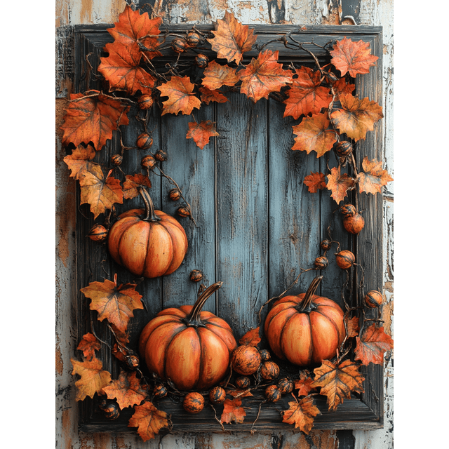 Qisvanset Framed Canvas Wall Art 12x16 Inch Autumn Pumpkin Harvest Warm Seasonal Home Decor