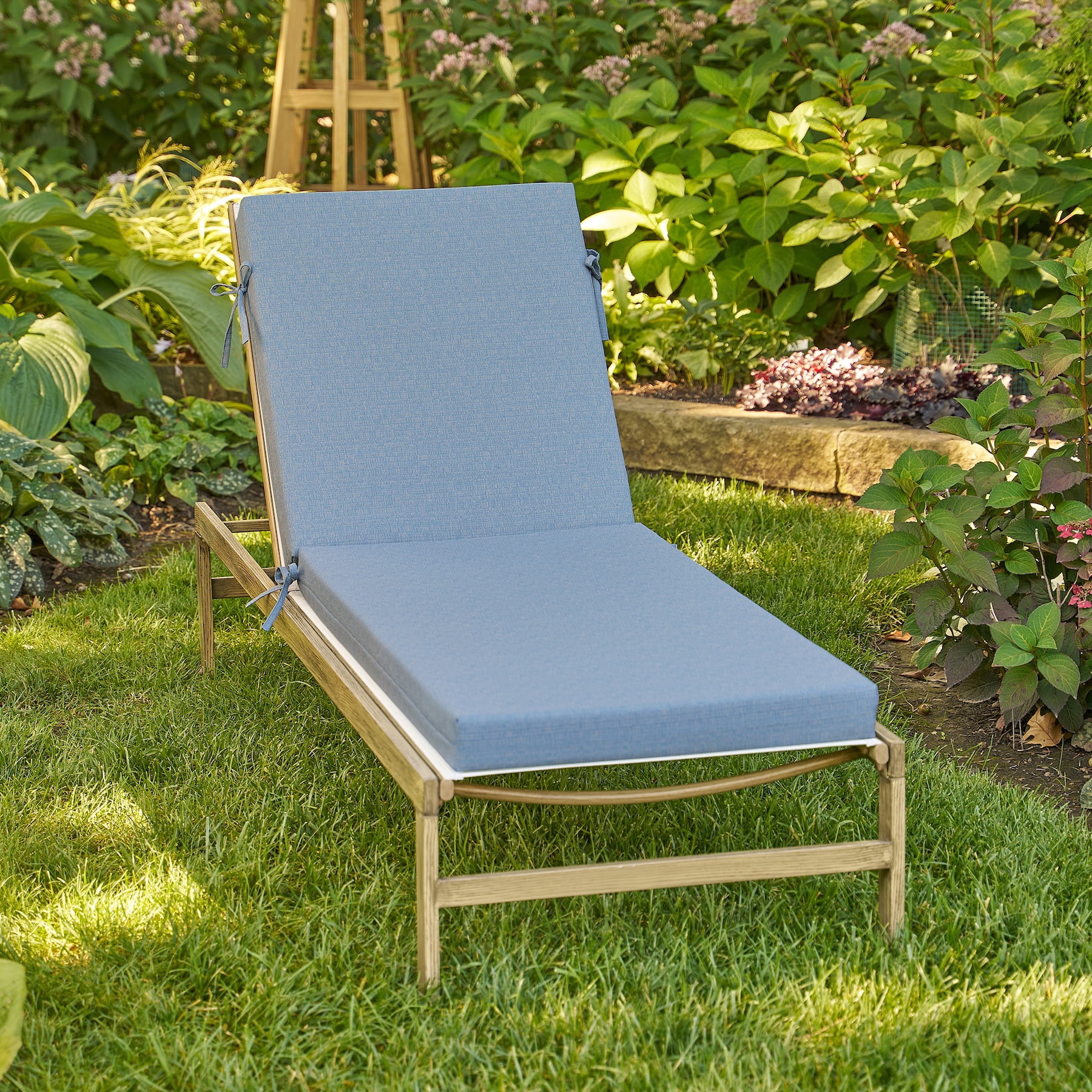 Better Homes & Gardens 72" x 23" Outdoor Chaise Lounge Cushion, 1-Piece, Light Blue