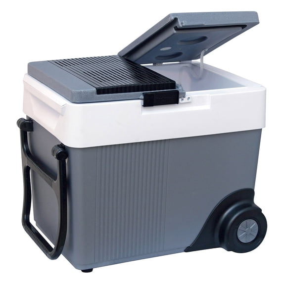 Koolatron Kargo Wheeler W65 Thermoelectric Iceless 12V Cooler Warmer, 31L / 33 Quart Capacity, Grey, For Camping, Travel, Truck, SUV, Car, Boat, RV, Trailer, Tailgating, Made in North America