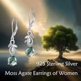 thumbnail image 4 of Natural Moss Agate Earrings Dangle 925 Sterling Silver Infinity Leaf Moss Agate Teardrop Leverback Earrings Green Gem Jewelry Gift for Women Female, 4 of 6