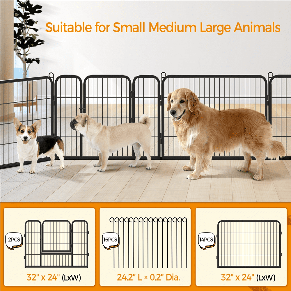 Alden Design Outdoor & Indoor Metal Dog Playpen, Black