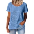thumbnail image 5 of Helii T Shirts for Women Casual Sequin Glitter Round Neck Short Sleeve Tee Tops Comfys Fit Blouses Fashion Summer Disco Party Rave Outfits S-2XL Light Blue, 5 of 6