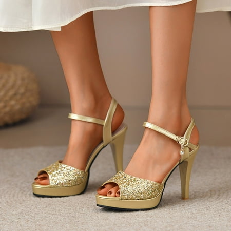 

eczipvz Wedge Sandals for Women Summer Wedge Sandals for Women Open Toe Elastic Sparkly Slip On Rhinestone Comfortable Low Wedge Sandal