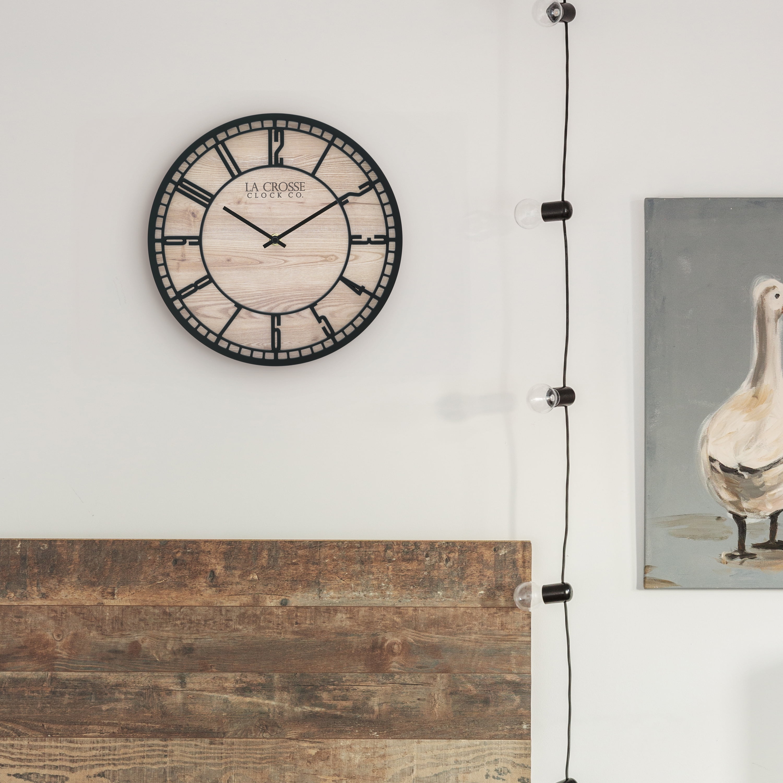 La Crosse Clock 11.5" Barrow Black Contemporary Analog Quartz Wall Clock, 404-3629