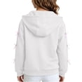 thumbnail image 6 of Girls Cute Hooded Jacket Full Zip Soft Fleece Bow Long Sleeve Sweatshirt Coat with Side Pockets Casual Daily Outwear Tops White Sweatshirts for Boy Hoodies 6-7Y, 6 of 7
