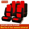 thumbnail image 4 of Tignapoo Universal 9-Piece Car Seat Cover Set for All Seasons - Two Stylish Red Options, Durable and Breathable Cotton Material, Easy Installation, Protects Original Seats from Dust and Scratches, 4 of 6