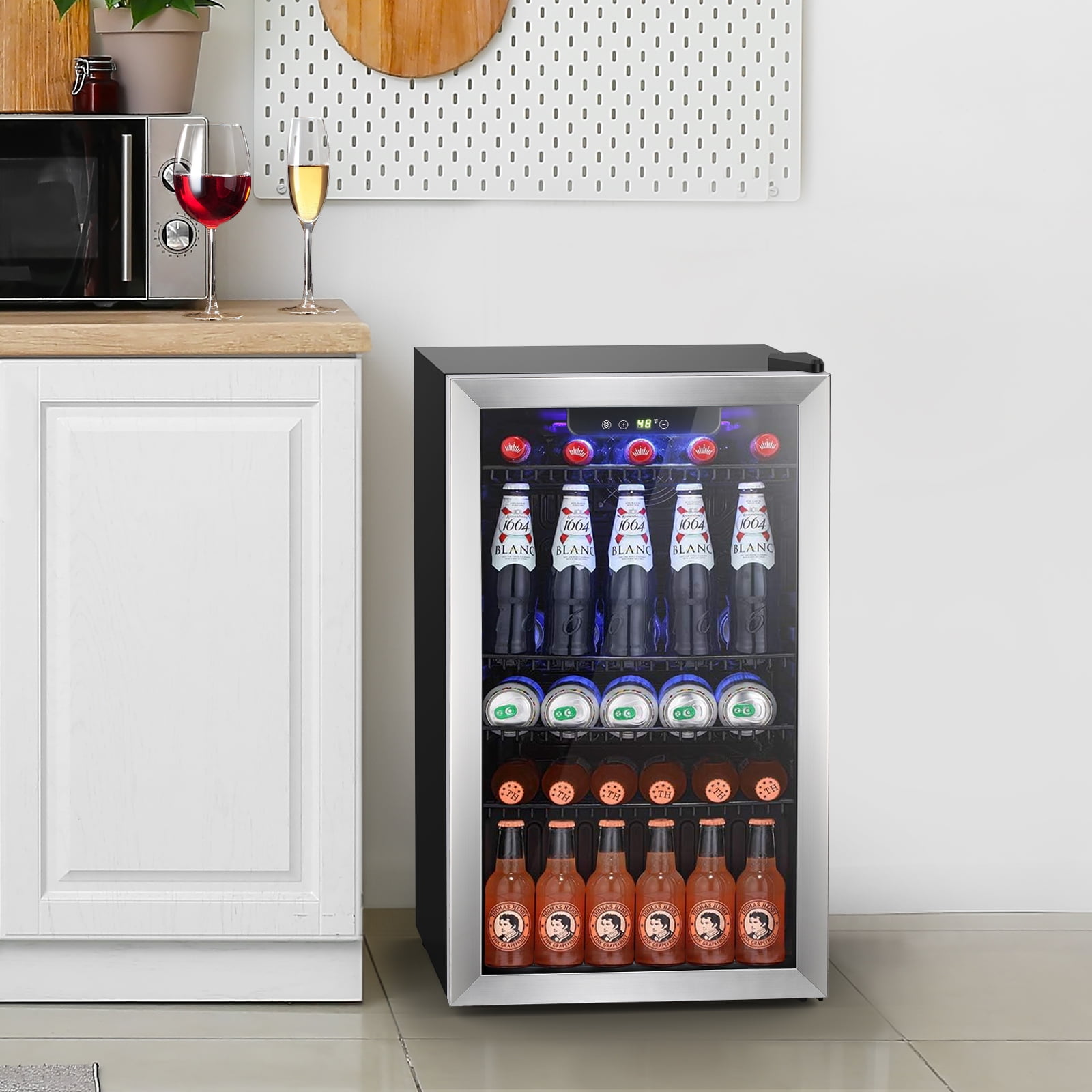 KNDKO 130 Can Beverage Refrigerator - 3.2 Cu.ft. Mini Fridge Cooler, Wine Cooler for Home/Office