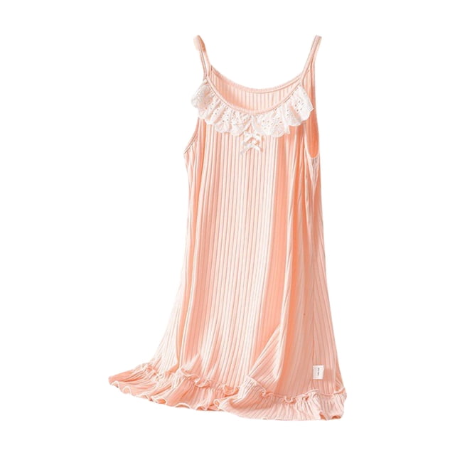Robes pour Adolescents Col Rond Été Sans Manches Décontracté Plage Pyjamas Solides Vêtements de Maison Robe pour Tout-Petit Rose 3-4 Ans