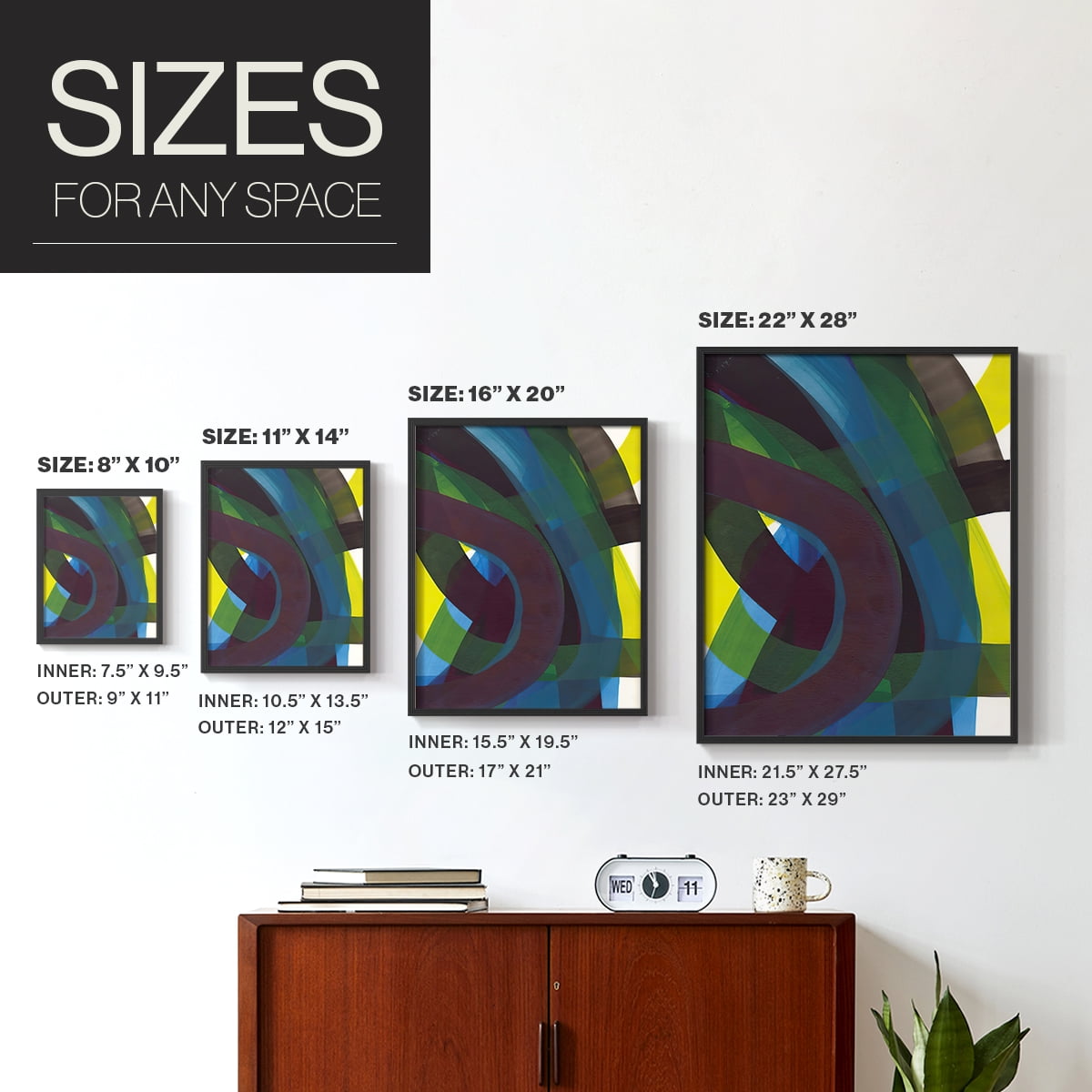 Cool Network II Framed Print in Black Solid Wood Framed Print No Nail Hanging