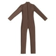 thumbnail image 5 of Raenseen Kids Boys Girls Full Length Bodysuit Unitards Spandex Zentai Costumes Gymnastics Leotard Brown M, 5 of 8