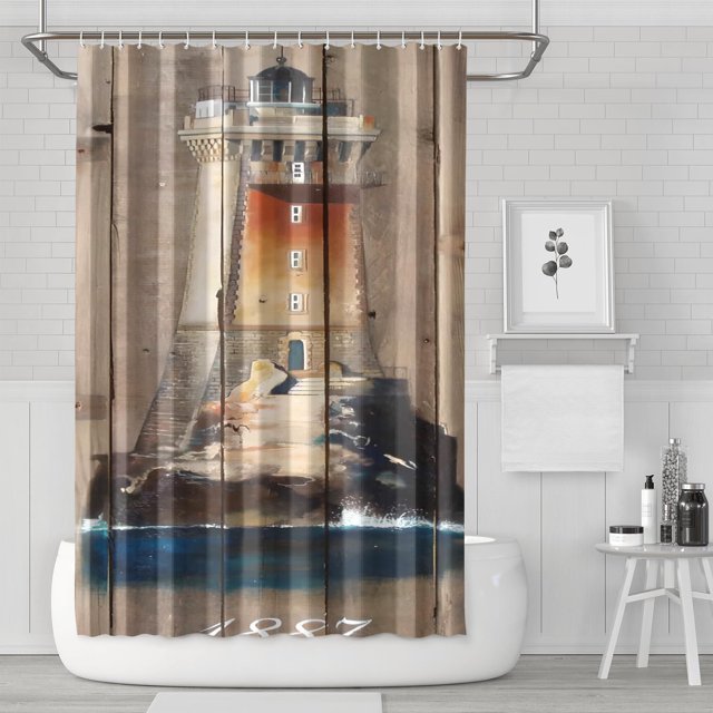 Ensemble de Rideaux de Douche avec Boutons-Pression, Citations Inspirantes Shabby Chic Country (4) Rideaux de Douche Imperméables, Doublure de Douche Décorative en Polyester, 72x72 Pouces