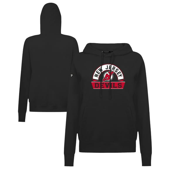 Women's Levelwear Black New Jersey Devils Adorn Banner Arch Pullover Hoodie
