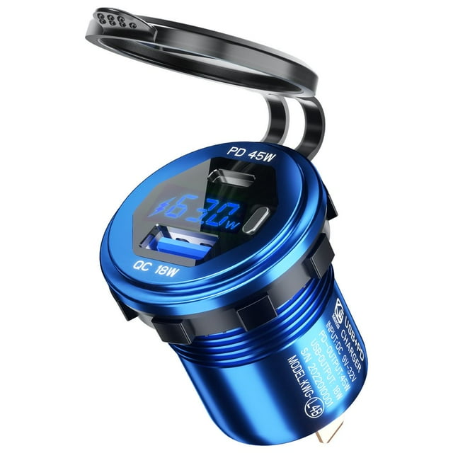 45W Type C PD + 18W QC3.0 USB Fast Car Charger for Tablet Cellphone Laptop