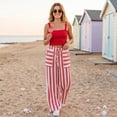 thumbnail image 6 of Women's Striped Wide Leg Pants with Pockets, Casual Elastic Drawstring Waist Palazzo Trousers, Summer Loose Fit Boho Long Pants, 6 of 8