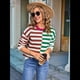 thumbnail image 4 of Suéteres de Punto con Rayas de Colores y Cuello Redondo para Mujer, Ideales para Looks de Otoño A Verde S, 4 of 10